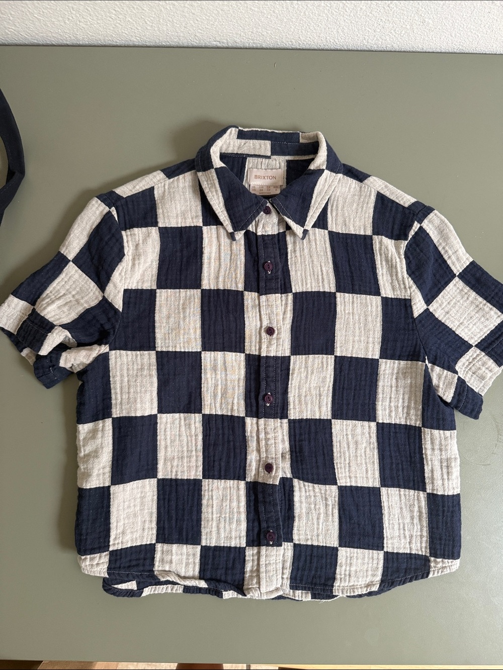 Brixton Women’s Navy & Grey Checkered Short-Sleeve Button-Down Shirt